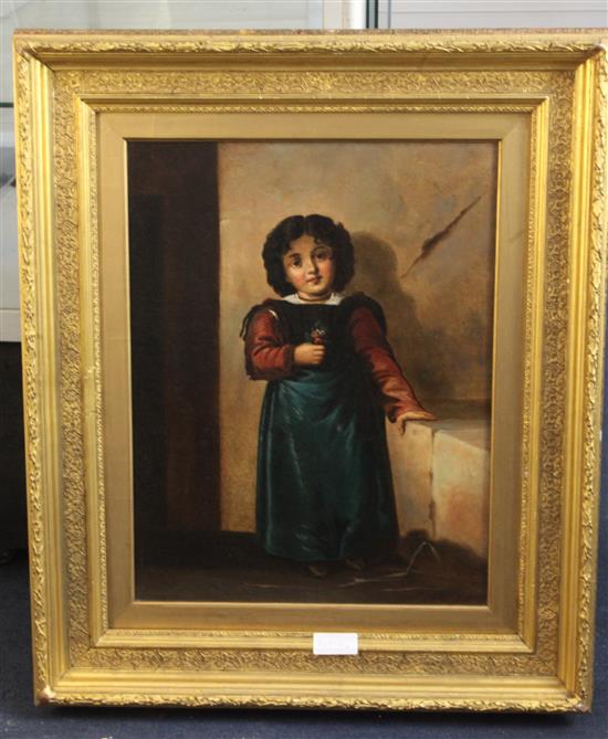19th century Continental School, oil on canvas, Portrait of a child, 53 x 41cm.